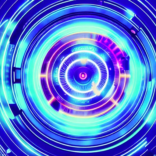 Prompt: horizontal centered neon cyberpunk distortion field electron tube with concentric data rings around it, glowing, fantasy, networking, camera shutter iris, singularity, clouds, circuitry, explosion, dramatic, intricate, elegant, highly detailed, digital painting, network, artstation, concept art, smooth, sharp focus, illustration, octane render