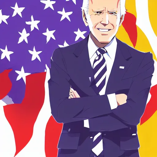 Image similar to anime portrait of Joe Biden as an anime character, trending on artstation