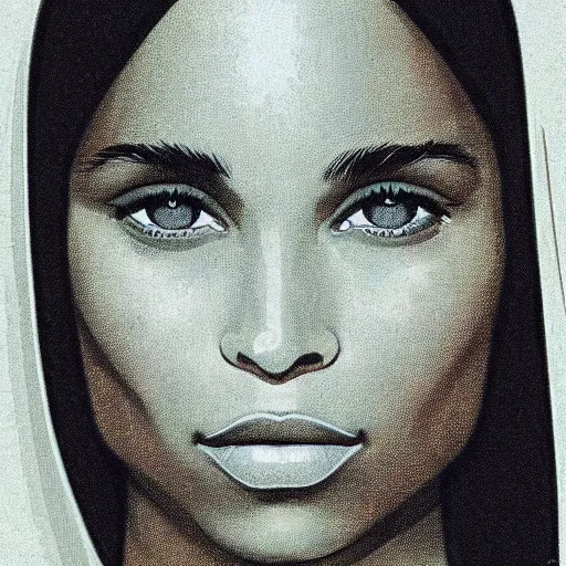 Image similar to “ zoe kravitz retro minimalist portrait by jean giraud, moebius starwatcher comic, sharp, smooth face, 8 k ”