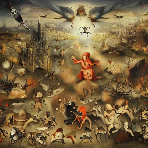 Image similar to war in heaven by heirnonymus Bosch