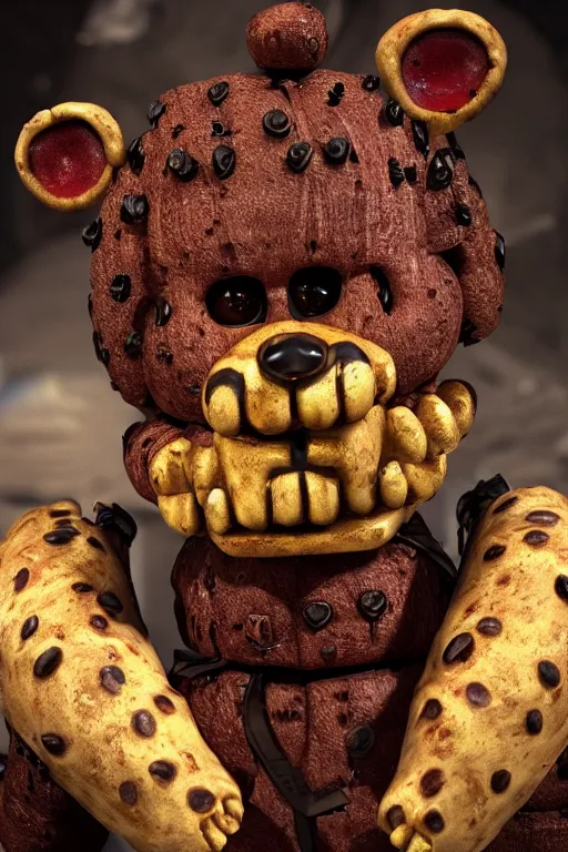 Image similar to freddy fazbear pizzaria, ultra realistic dark and horror, concept art, intricate details, highly detailed, photorealistic, octane render, 8 k