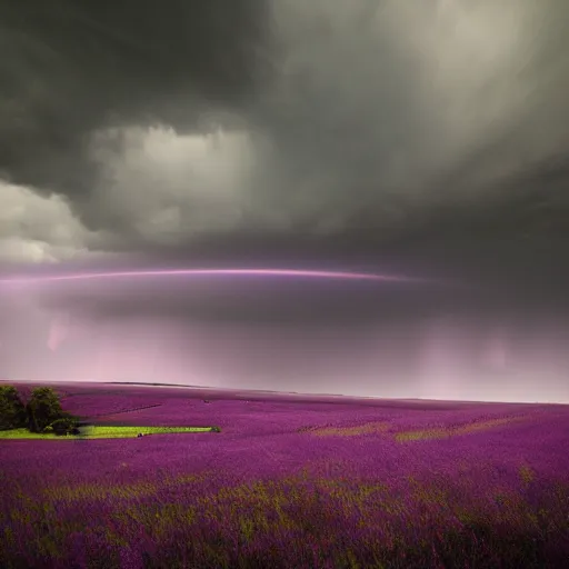 Image similar to a tornado in the distant purple landscape, hdr, artstation, shuttershock, 4 dimensions