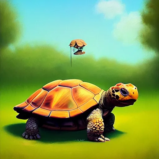 Prompt: Goro Fujita a portrait a cute tortoise walking happily through the jungle, painting by Goro Fujita, sharp focus, highly detailed, ArtStation