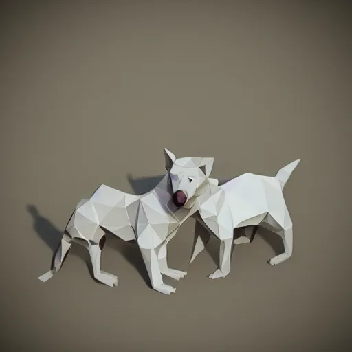 Prompt: low poly 3 d render of cute animals