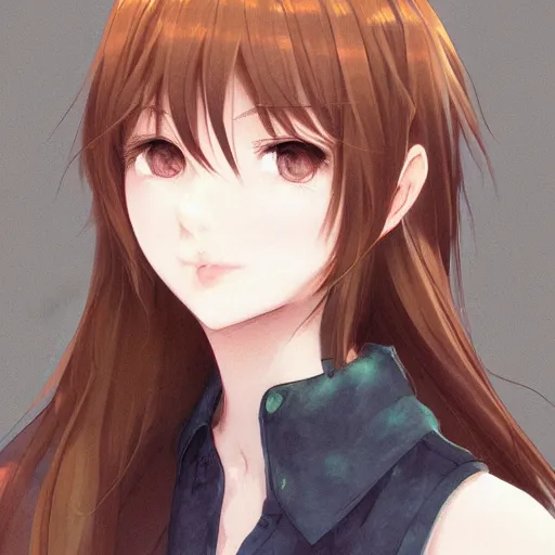 Prompt: headshot portrait of a pretty anime woman with light brown hair, drawn by WLOP, by Avetetsuya Studios, manhwa, trending on artstation
