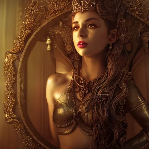 Prompt: wonderful princess of chains with fair skin, ornate 8 k gorgeous intricate detailed, accent lighting, dramatic light, octane render, framed