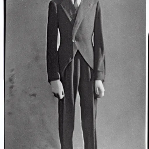 Prompt: a album of slenderman no face from the 1940s