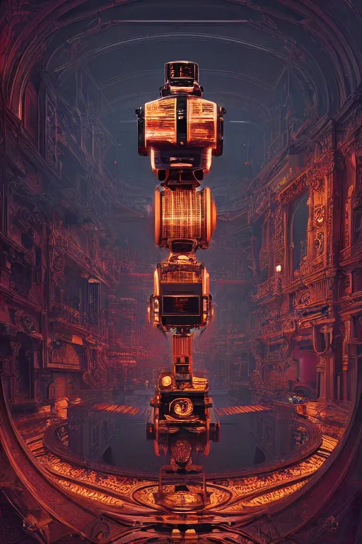 Image similar to antropoid robot with houdini effects kodachrome 2 d 3 d ray tracing global illumination insanely detailed and intricate, hypermaximalist, elegant, ornate, movie atmosphere, movie lights, 8 k, light effect, rtx on, trending on artstation, by kilian eng, lee madgwick, bastien lecouffe - deharme