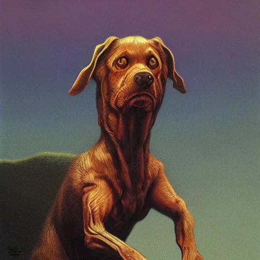 Prompt: the lonely dog by wayne d barlowe