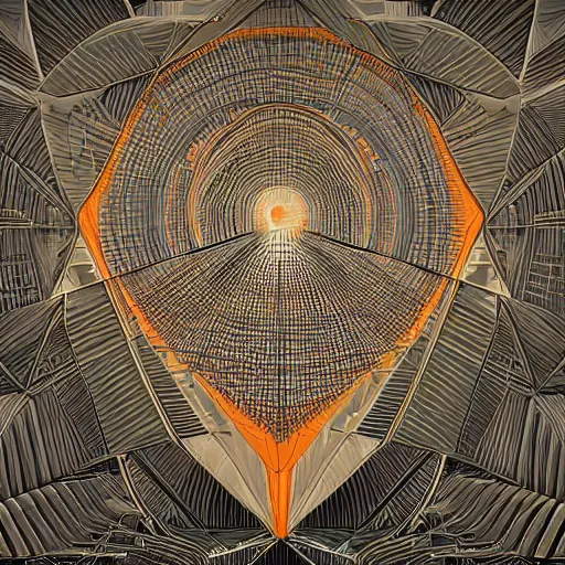 Image similar to iterated centroid triangles, barycentric subdivision, sierpinski gasket, pencil line art inspired by karol bak and dan mumford, 8 k, uhd, vray, octanerender