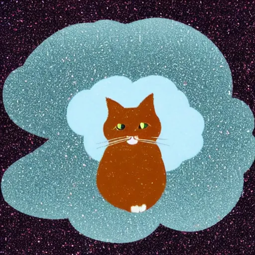 Prompt: a cat in a cloud of glitter