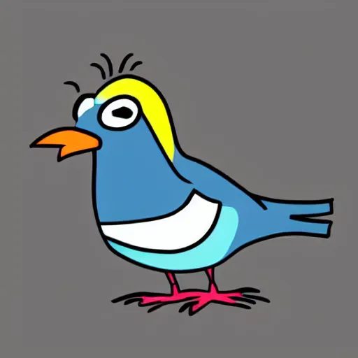 Image similar to bird looking directly into camera in cartoon style