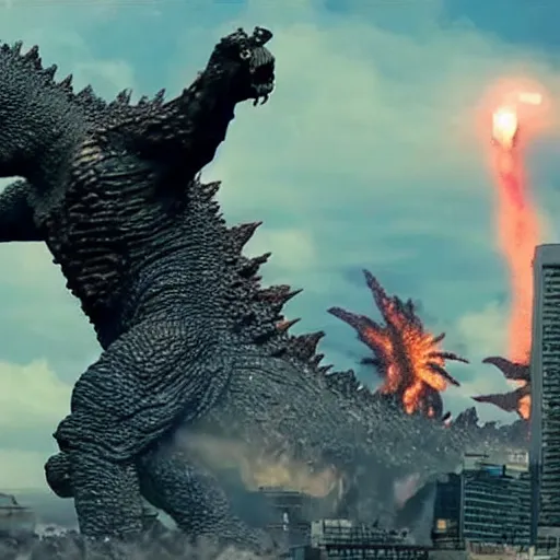 Image similar to Obama fighting Godzilla, 4K HD, real footage, cnn headline, hyper realistic