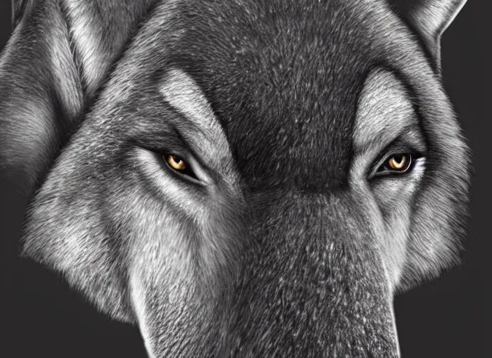 Image similar to a wolf merged with an elephant,!! photorealistic