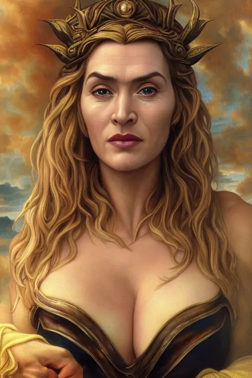 Prompt: A fantasy comic book style portrait painting of Kate Winslet, Cory Chase, hybrid, as an Atlantean Reptilian Warrior, François Boucher, Oil Painting, Mystical Valkyrie, unreal 5, DAZ, hyperrealistic, octane render, Regal, Refined, Detailed Digital Art, RPG portrait, Michael Cheval, William-Adolphe Bouguereau, Walt Disney (1937), Steampunk, dynamic lighting, Highly Detailed, Cinematic Lighting, Unreal Engine, 8k, HD