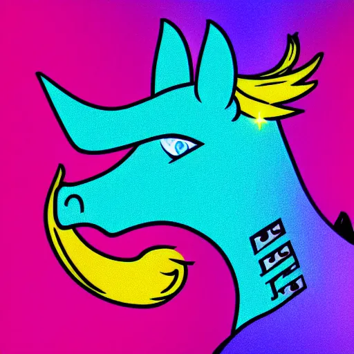 Image similar to Rainbow Ninja Unicorn profile picture for social media sites. Limited palette, crisp vector line