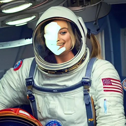 Image similar to margot robbie as an astronaut