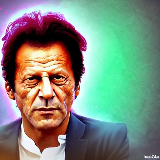 Prompt: Imran Khan as an evil mastermind taking over the world, digital art