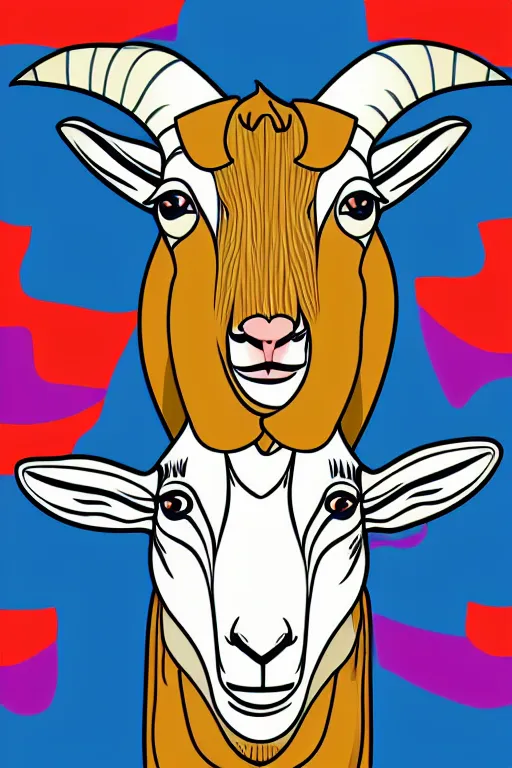 Image similar to A portrait of a goat wearing a sweatband, sticker, colorful, illustration, highly detailed, smooth and clean vector curves, no jagged lines, vector art, smooth