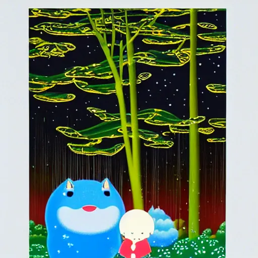 Prompt: night landscape by chiho aoshima