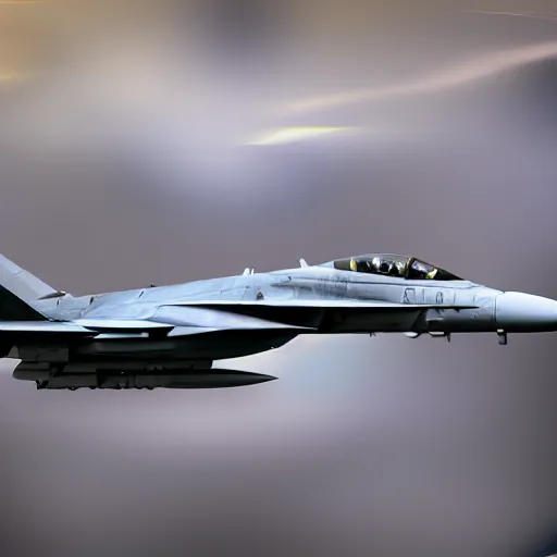 Prompt: F-18 breaking through the speed of sound, digital art