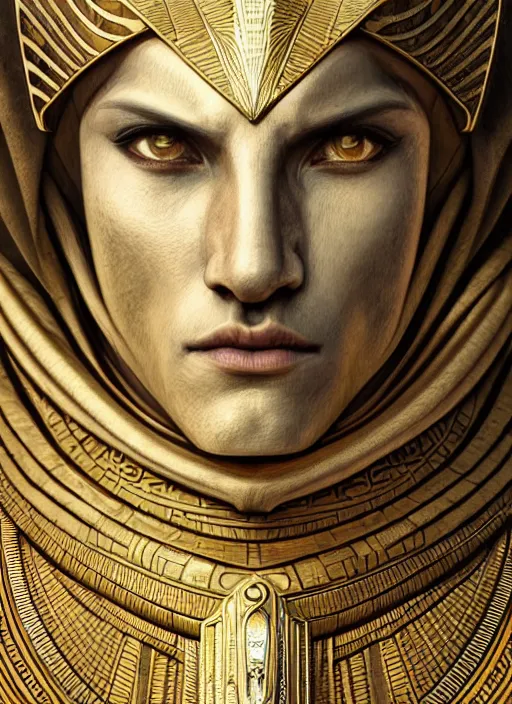 Image similar to close up portrait of noble khonsu under moonlight, egyptian symbolism, masculine, hooded african man wrapped in linen by artgerm, cushart krenz, greg rutkowski, mucha. art nouveau. gloomhaven, swirly lunar ripples, pale colors, sharp edges. ultra clear detailed. 8 k. elegant, intricate, octane render