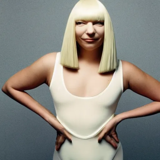 Image similar to sia furler full body photoshoot wearing a leotard