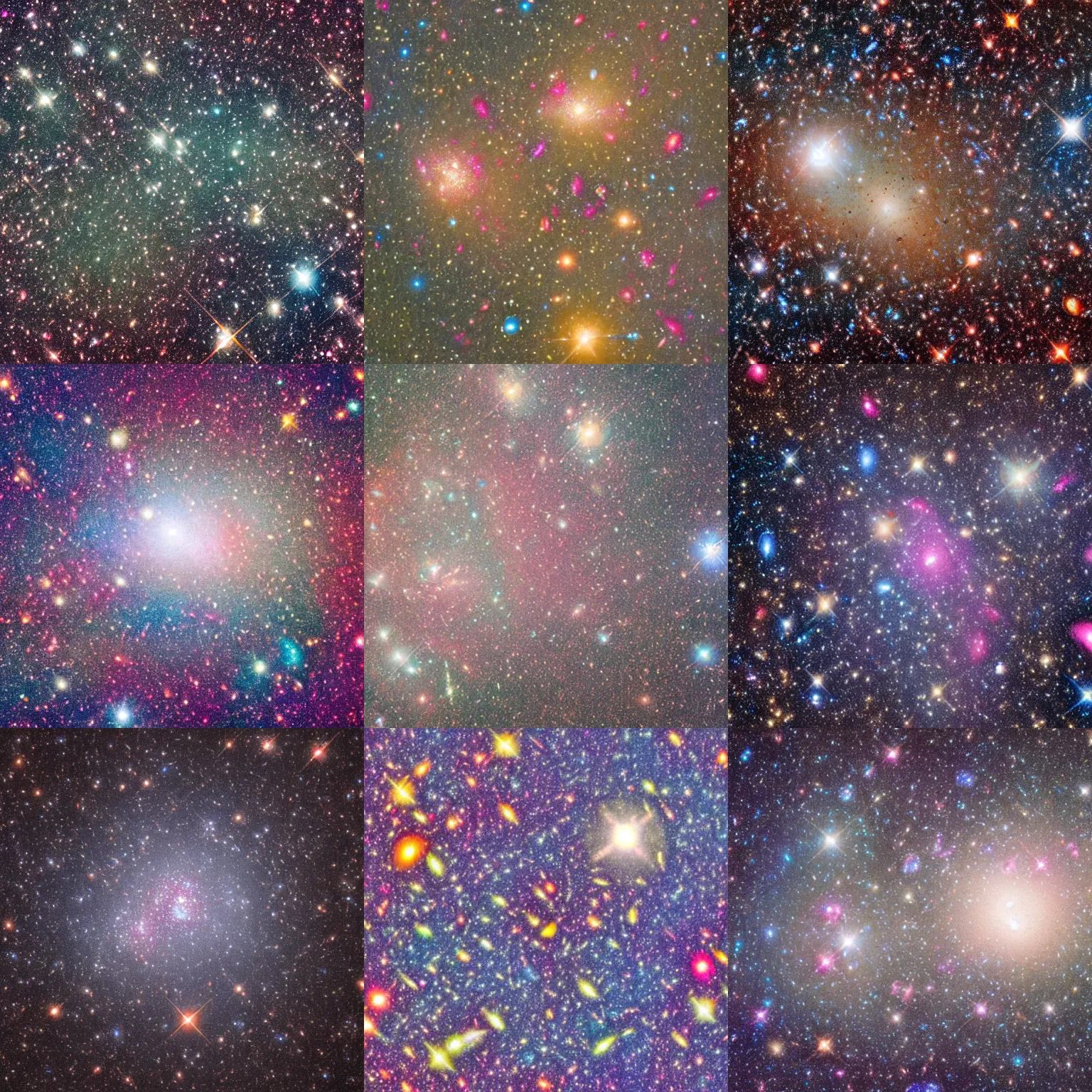 Prompt: a bright cluster of galaxies, high detail