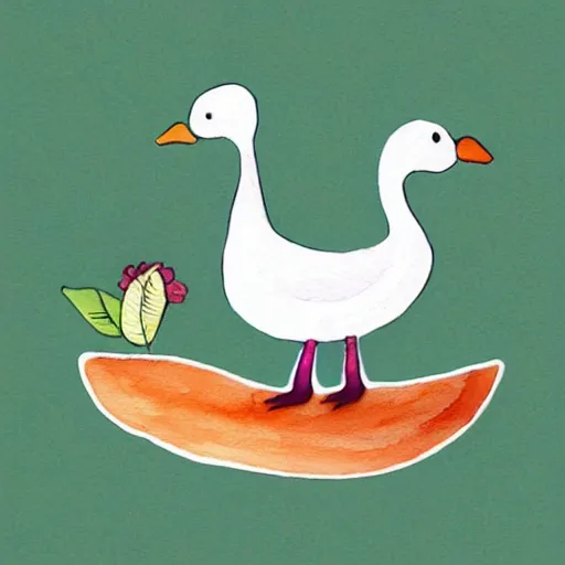 Image similar to cute goose, stylized, full body, watercolour, diecut, sticker