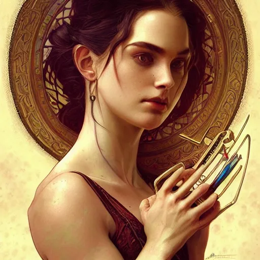 Image similar to a strange harp, d & d, fantasy, intricate, elegant, symmetrical face, highly detailed, digital painting, artstation, concept art, smooth, sharp focus, illustration, art by artgerm and greg rutkowski and alphonse mucha