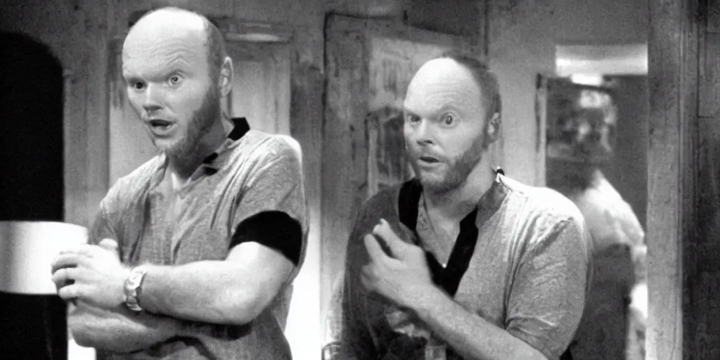 Prompt: a film still of Bill burr in i dream of jeanie, high quality