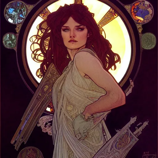 Image similar to full portrait of neil again an as destiny from the sandman comics, fantasy, d & d, intricate, detailed, by by alphonse mucha, adolfo hohenstein, alice russell glenny, stanley artgerm lau, greg rutkowski, detailed, trending on artstation, trending on artstation, smooth