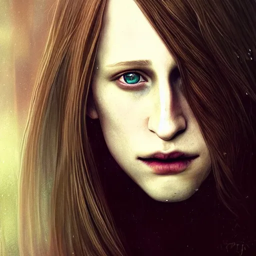 Image similar to gorgeous female Taissa Farmiga with, realistic character concept, full body shot, spooky, illustration, symmetrical face and body, realistic eyes, cinematic lighting, hyperdetailed, detailed realistic symmetrical eyes, cgsociety, 8k, high resolution, Charlie Bowater, Tom Bagshaw, single face, insanely detailed and intricate, beautiful, elegant, dark forest and trees, vfx, postprocessing