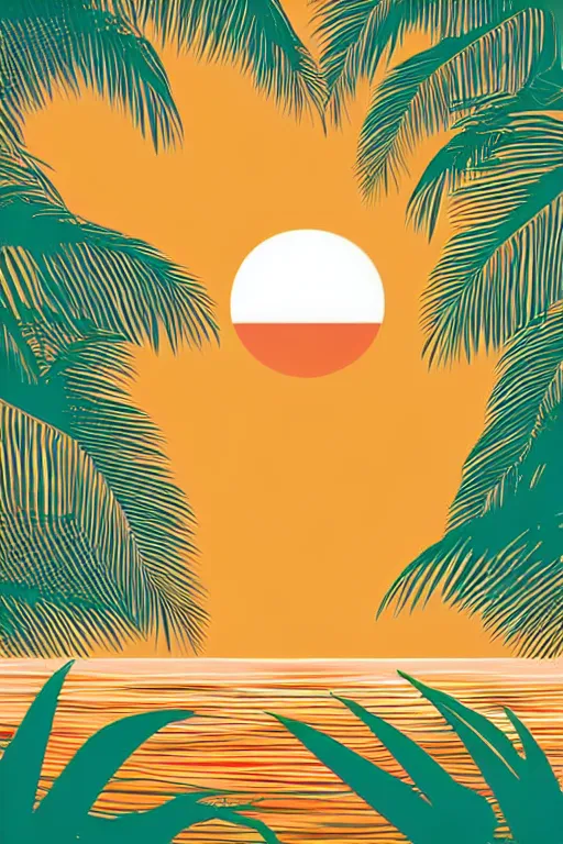 Prompt: minimalist boho style art of colorful miami at sunrise, illustration, vector art