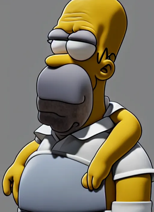 Image similar to highly detailed portrait of homer simpson made out of stone, digital art, unreal engine