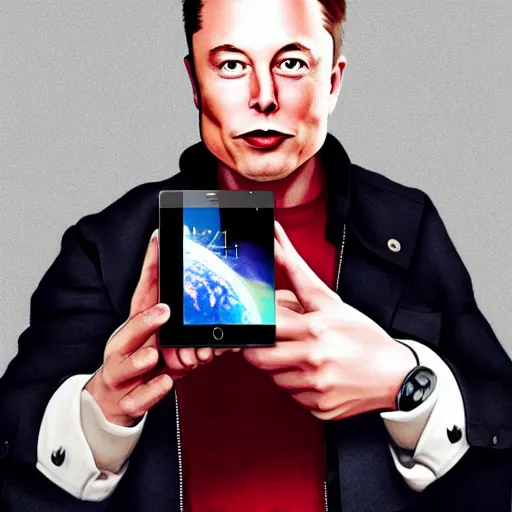 Image similar to Elon Musk holding iphone, by dreamwork animation, 8k, trending on ArtStation,hyperdetalied,
