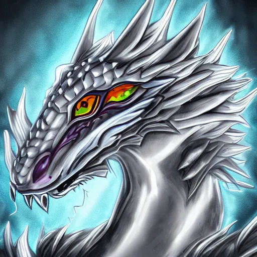 Prompt: very very beautiful silver dragon profile picture, commission on furaffinity, high quality illustration