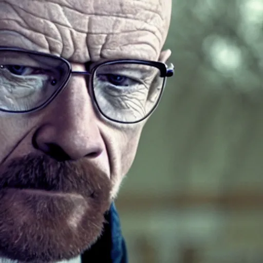 Image similar to walter white as a werewolf, film still, high detail