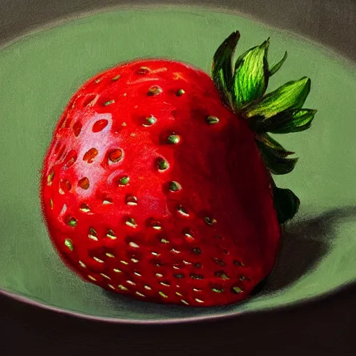 Image similar to a strawberry covered by human eyes, eyes looking at viewers, painting, old, soft lighting.