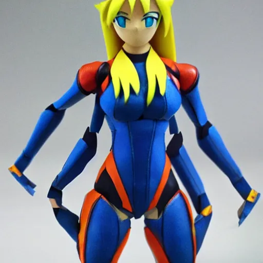 Image similar to a paper model of zero suit samus, paper modeling art.