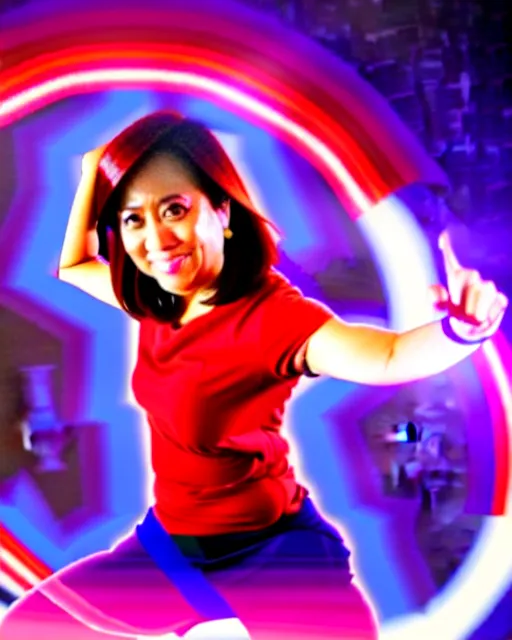 Image similar to leni robredo hadouken pose with red aura, stylish concept art,