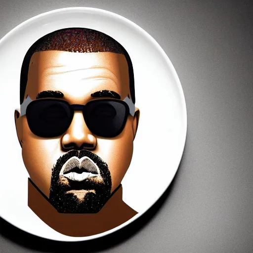 Image similar to a face of kanye west made of congee, michelin star photography