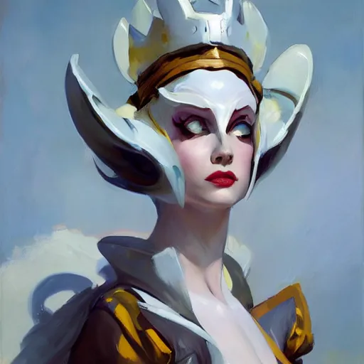 Prompt: greg manchess portrait painting of partially armored white queen from alice in wonderland as overwatch character, medium shot, asymmetrical, profile picture, organic painting, sunny day, matte painting, bold shapes, hard edges, street art, trending on artstation, by huang guangjian, gil elvgren, ruan jia, randy vargas, greg rutkowski