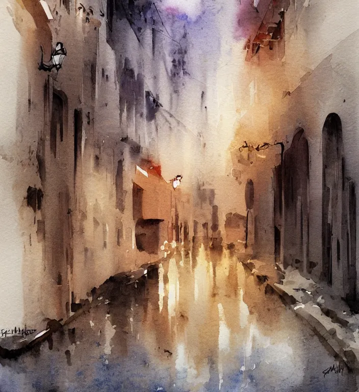 Prompt: a beautiful watercolor painting by Alvaro Castagnet