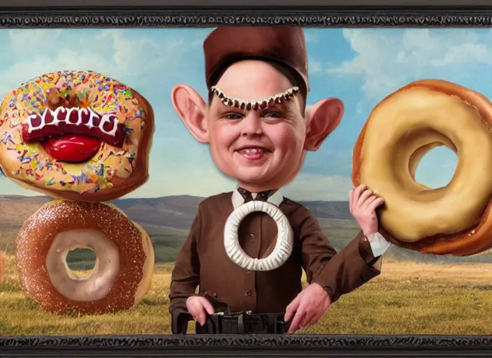 Image similar to the sheriff in the shape of a donut, lowbrow, matte painting, 3 - d highly detailed, in the style of mark ryden,