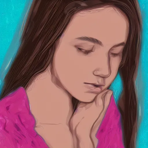 Image similar to teen girl, digital art