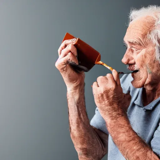 Image similar to photo of an old man eating paint