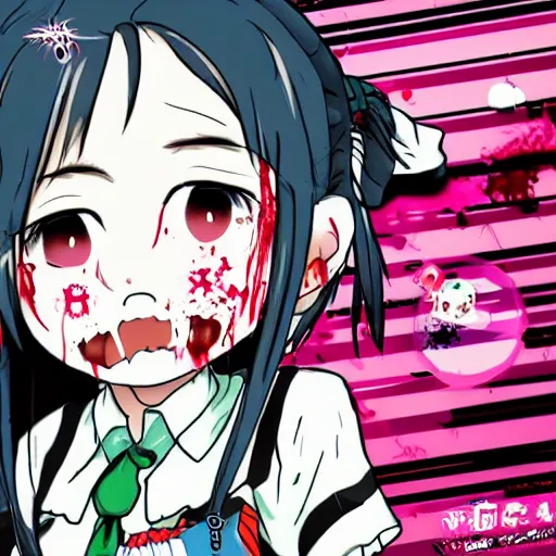 Image similar to kawaii genki schoolgirl zombie, The Walking Dead