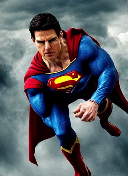 Image similar to film still of tom cruise as superman 8 2 0 2 3, alternative costume, character redesign by lee bermejo and greg rutkowski