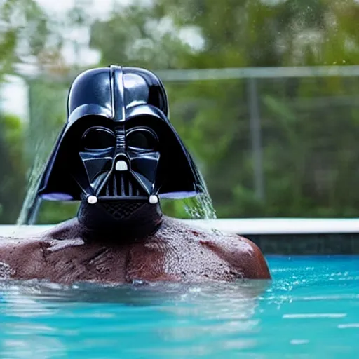 Image similar to Darth Vader bathing in a pool